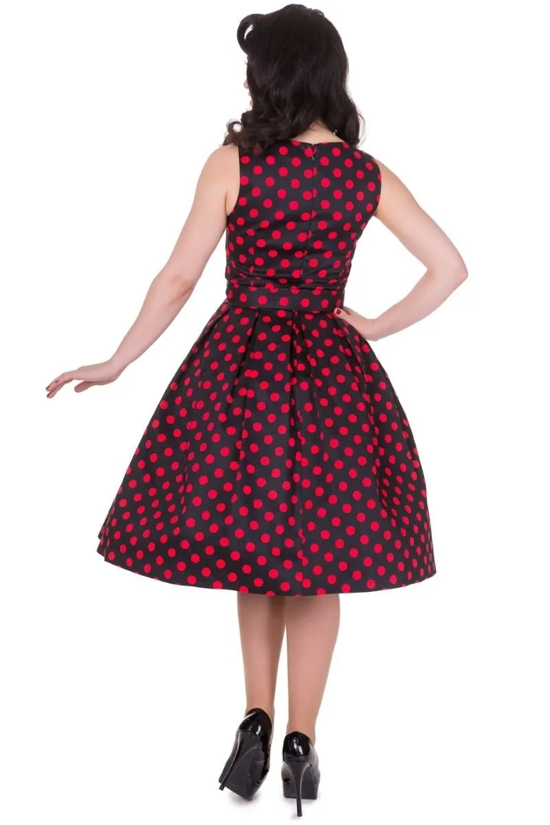 Annie Black and Red Polka Dot Swing Dress