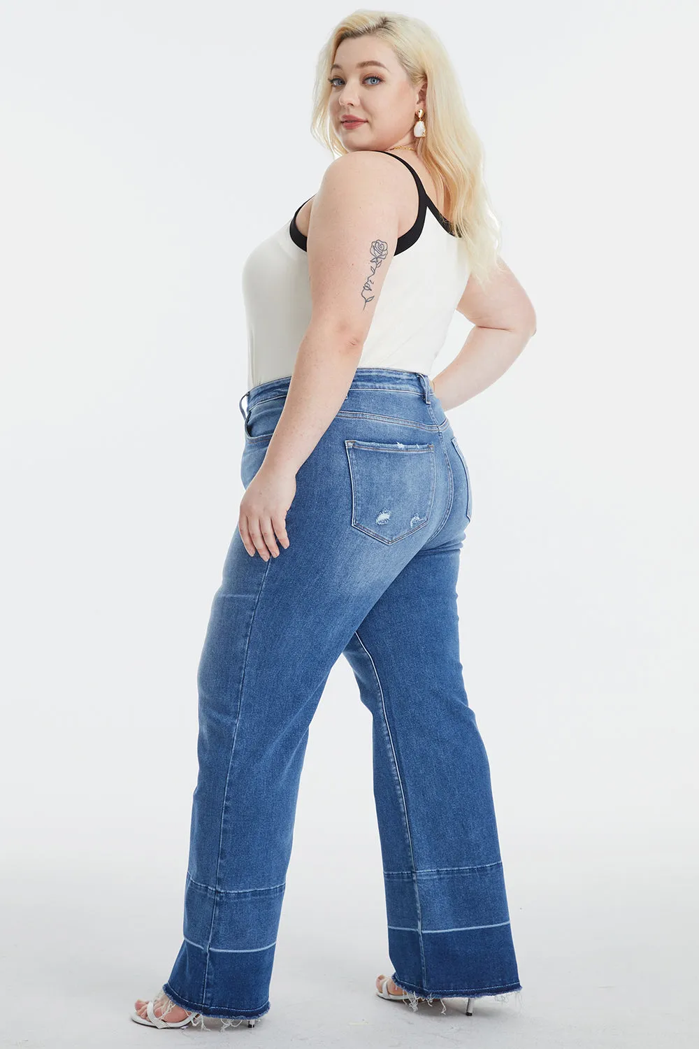 BAYEAS High Waist Release Hem Wide Leg Jeans