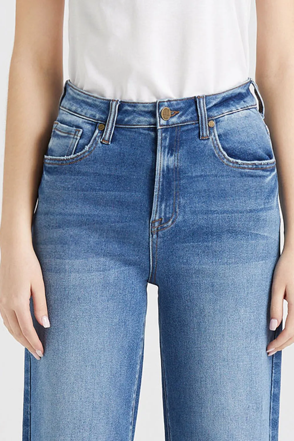 BAYEAS High Waist Release Hem Wide Leg Jeans