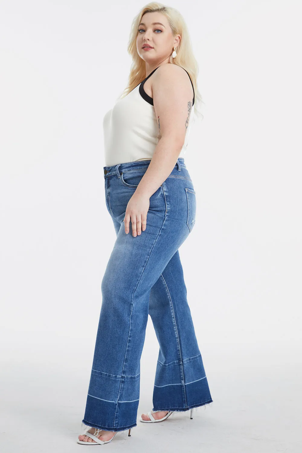 BAYEAS High Waist Release Hem Wide Leg Jeans
