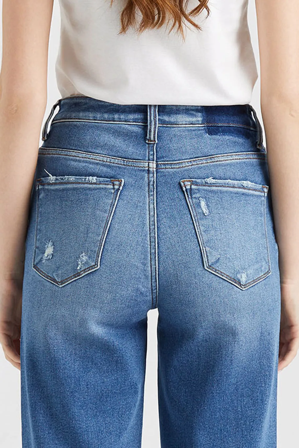 BAYEAS High Waist Release Hem Wide Leg Jeans