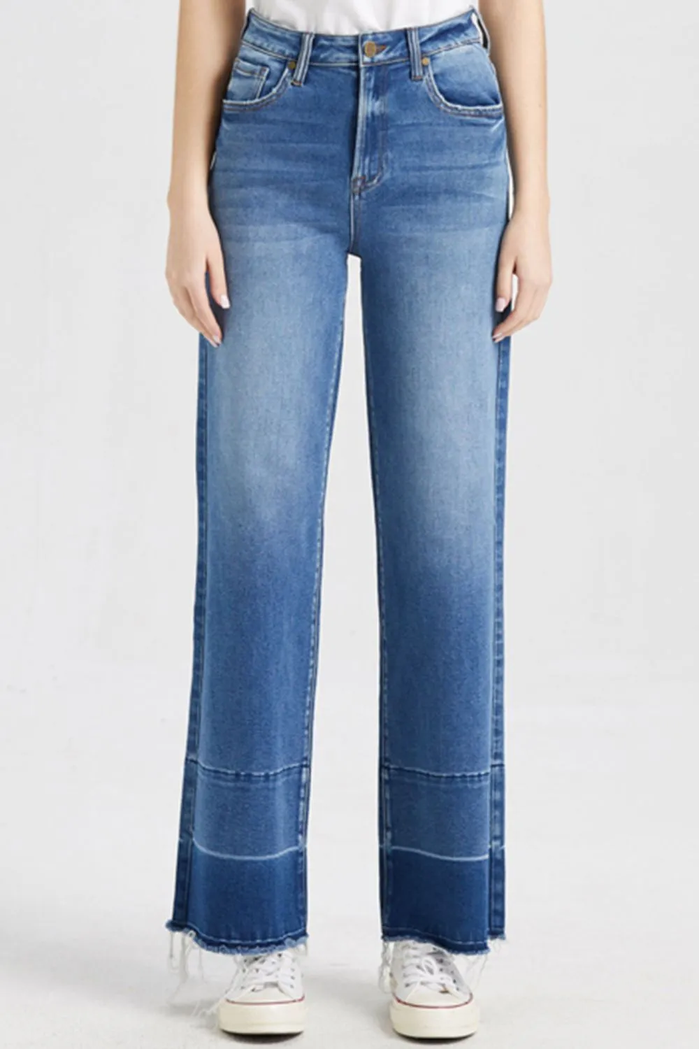 BAYEAS High Waist Release Hem Wide Leg Jeans