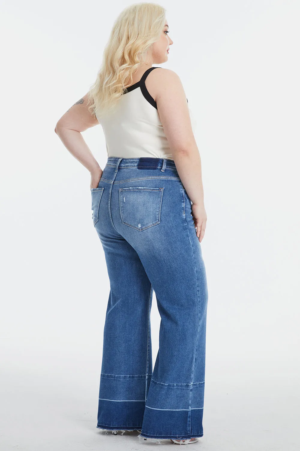 BAYEAS High Waist Release Hem Wide Leg Jeans