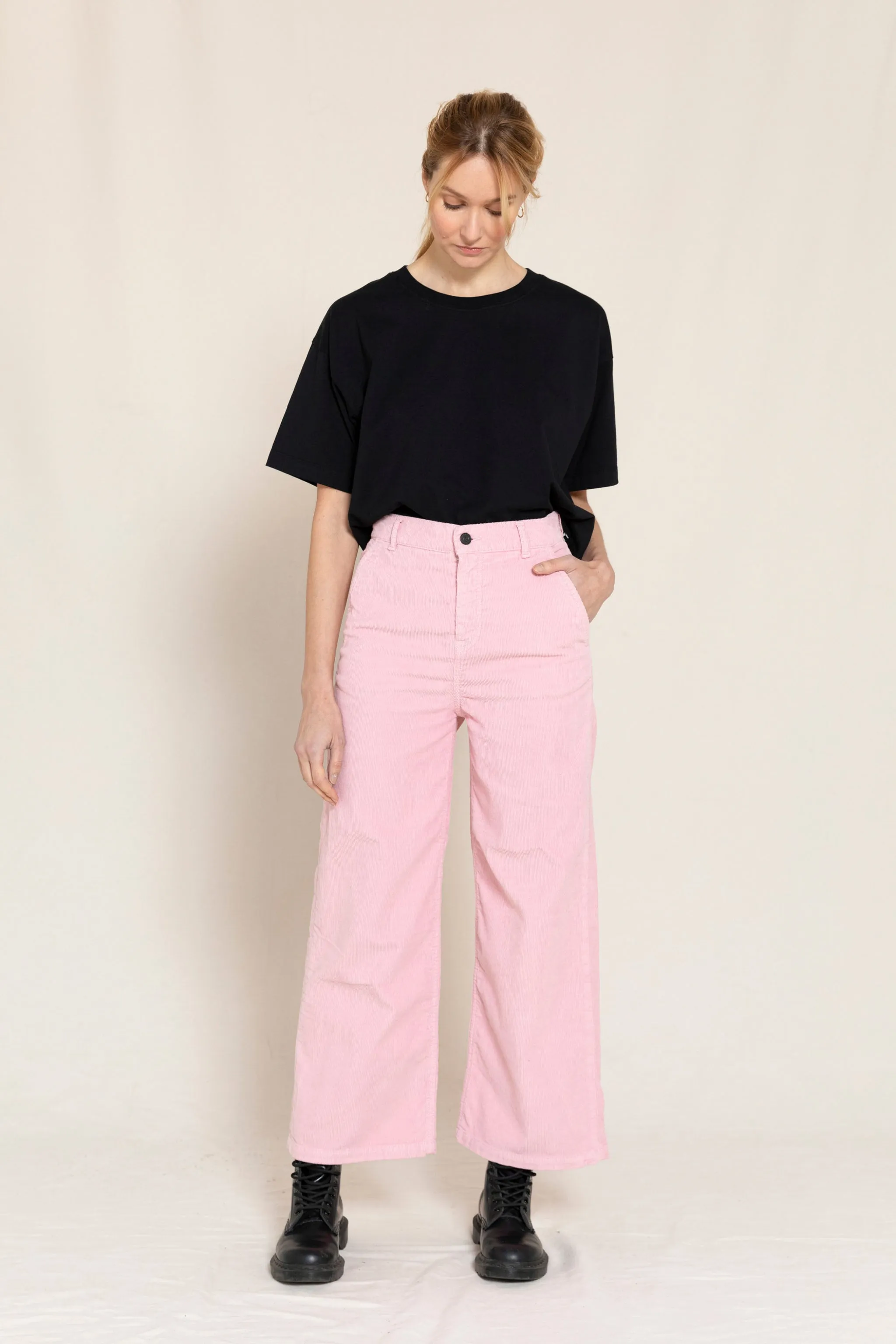 CHARLIE Candy Pink Cord - Loose Fit Cropped Pants