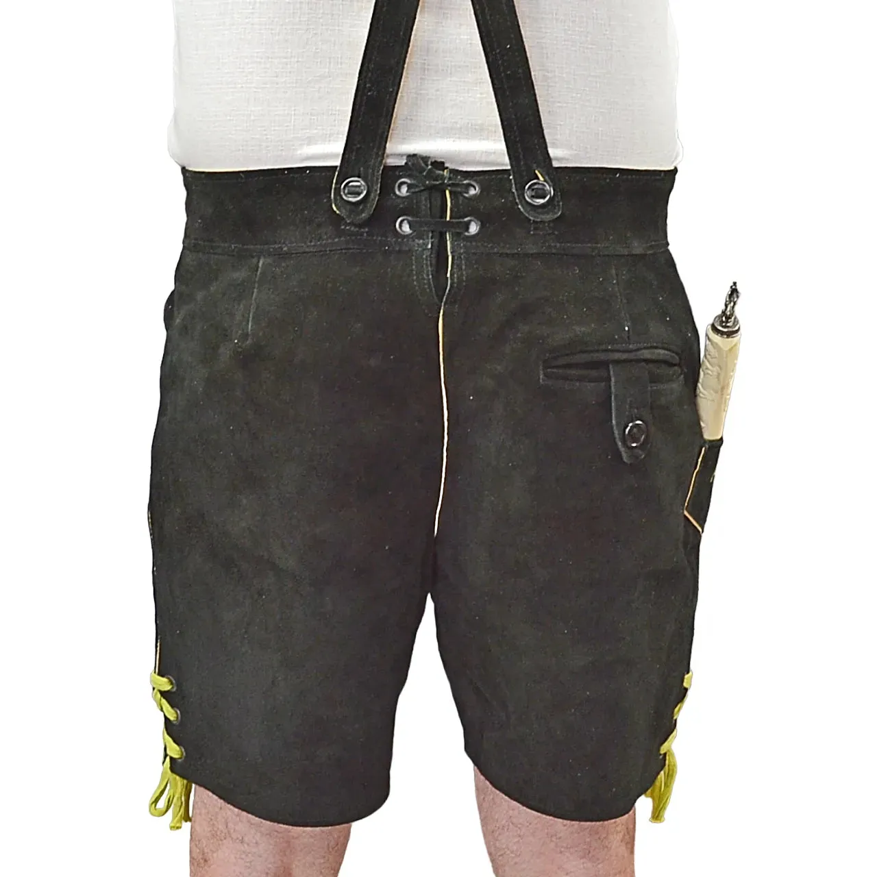 Colorful Black Lederhosen with Suspenders