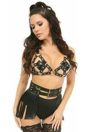 Daisy Corsets Black/Gold Strappy Harness Bra Top