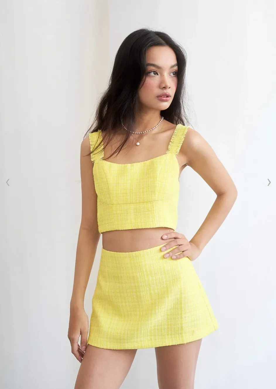 Double Strap Tweed Crop Top