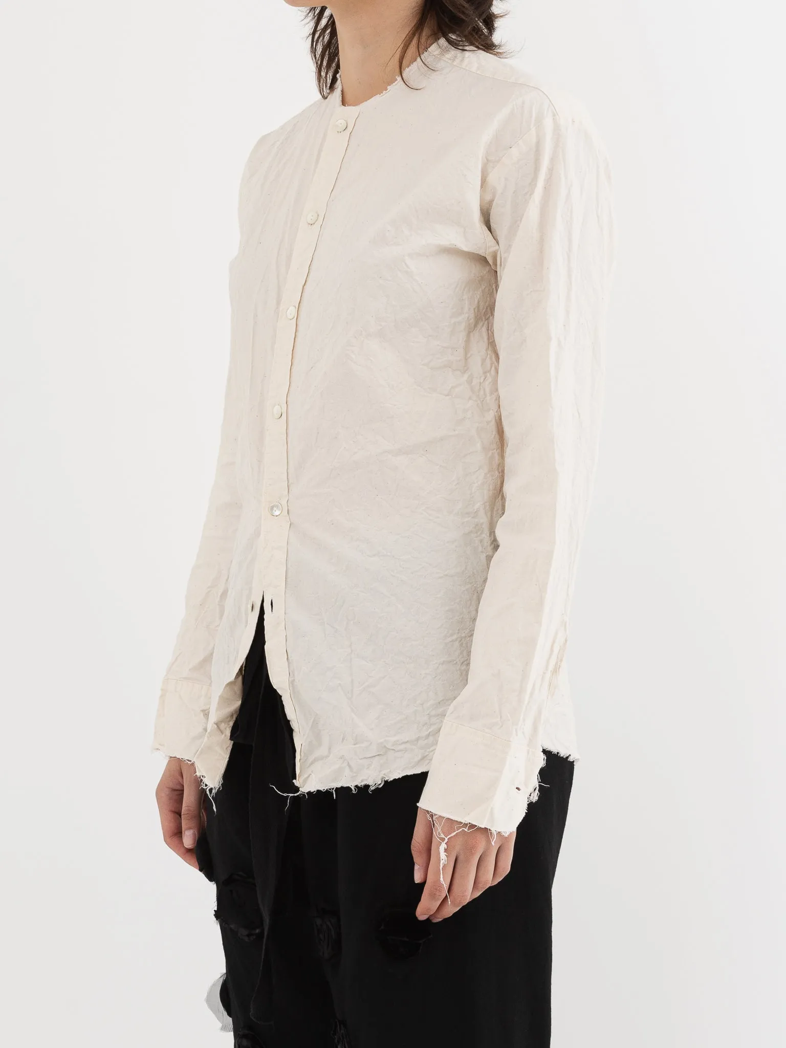 Elena Dawson No Collar Shirt in Cream
