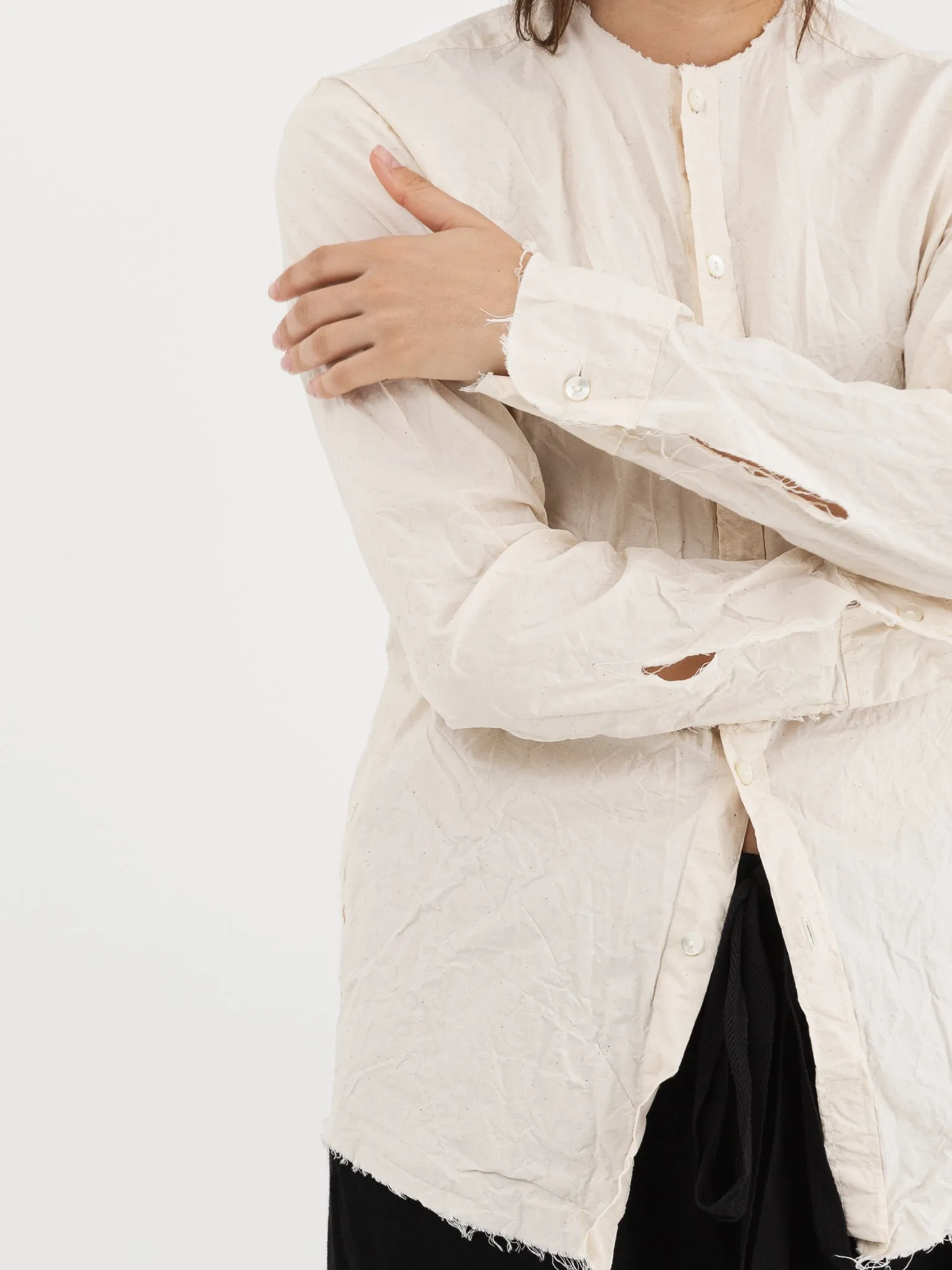 Elena Dawson No Collar Shirt in Cream