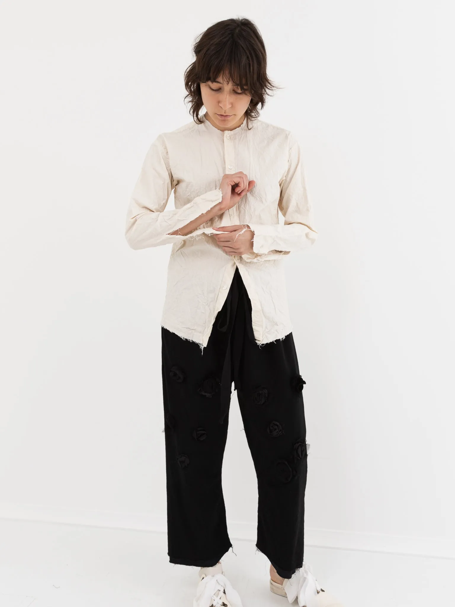 Elena Dawson No Collar Shirt in Cream