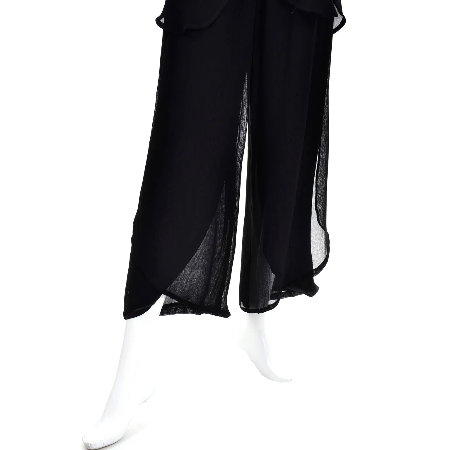 Giorgio Armani Black Sheer Crepe Evening Pants Tunic Ensemble