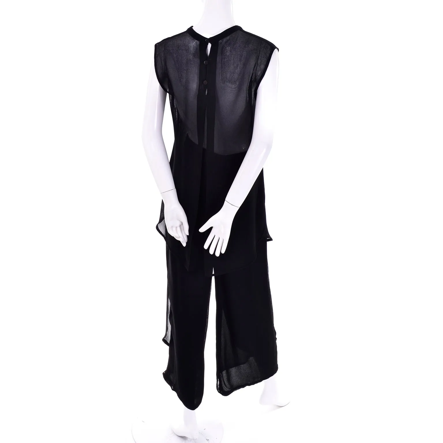 Giorgio Armani Black Sheer Crepe Evening Pants Tunic Ensemble