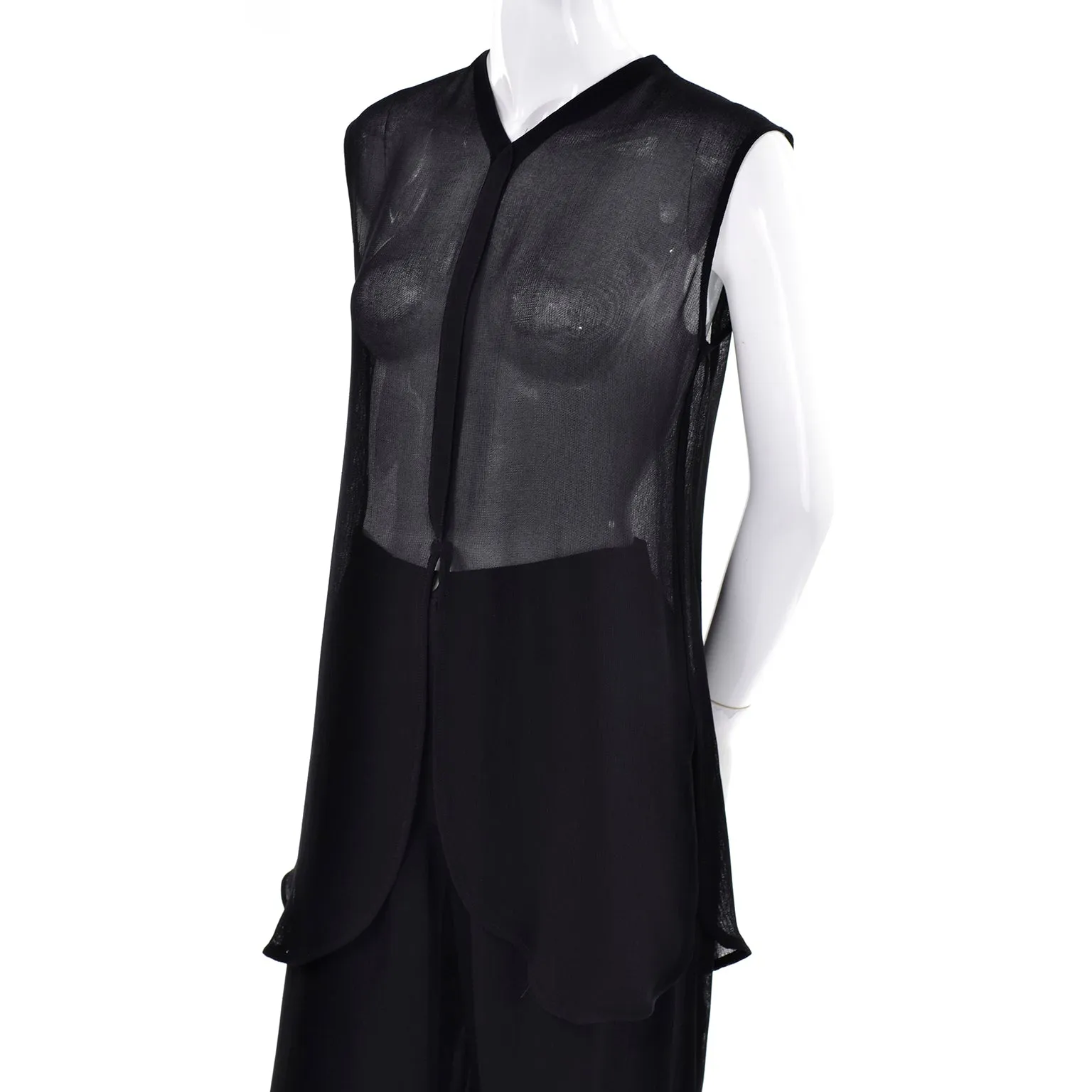 Giorgio Armani Black Sheer Crepe Evening Pants Tunic Ensemble