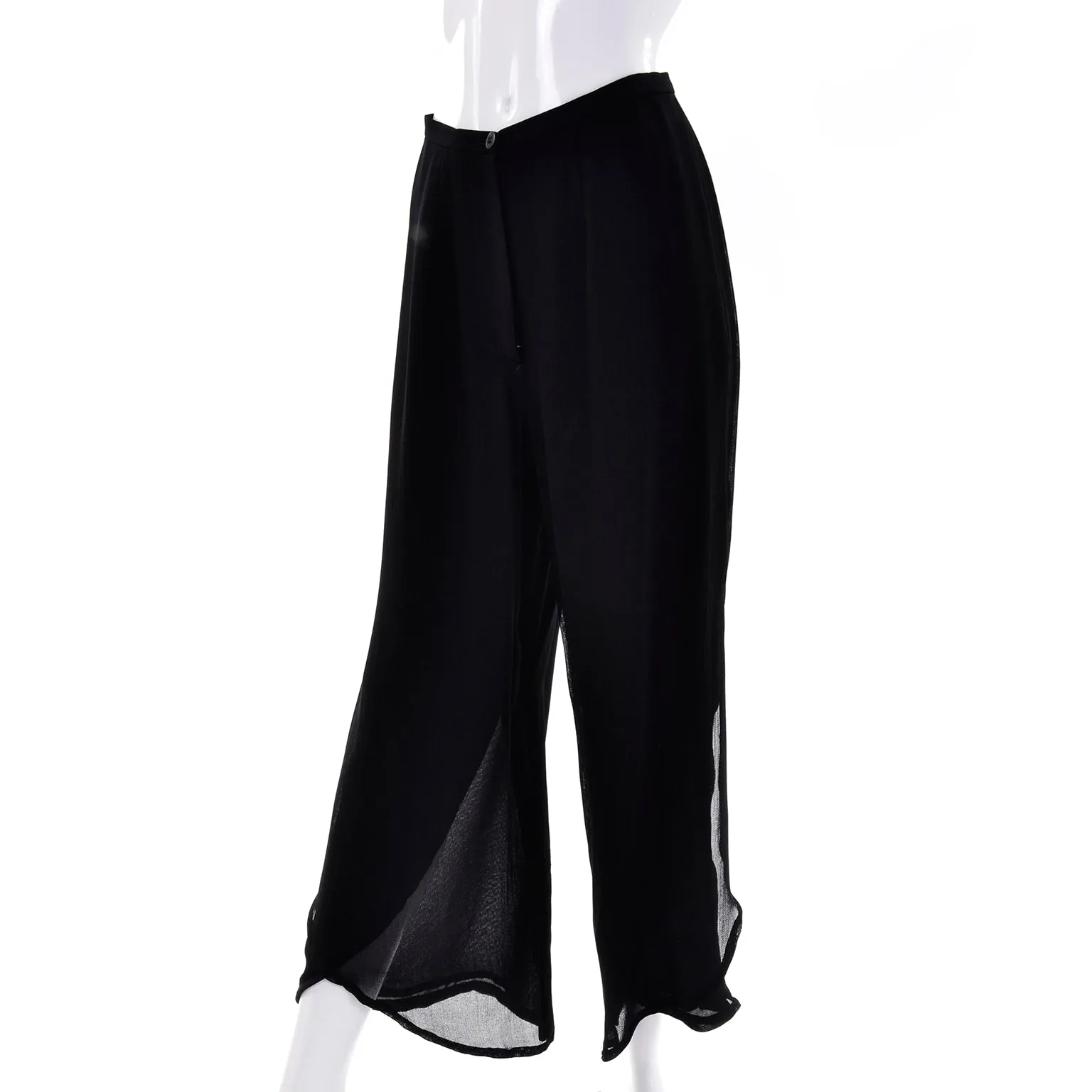 Giorgio Armani Black Sheer Crepe Evening Pants Tunic Ensemble