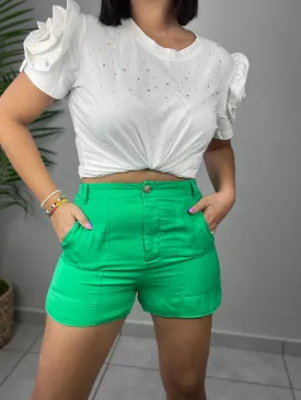 Green Satin Short Pant