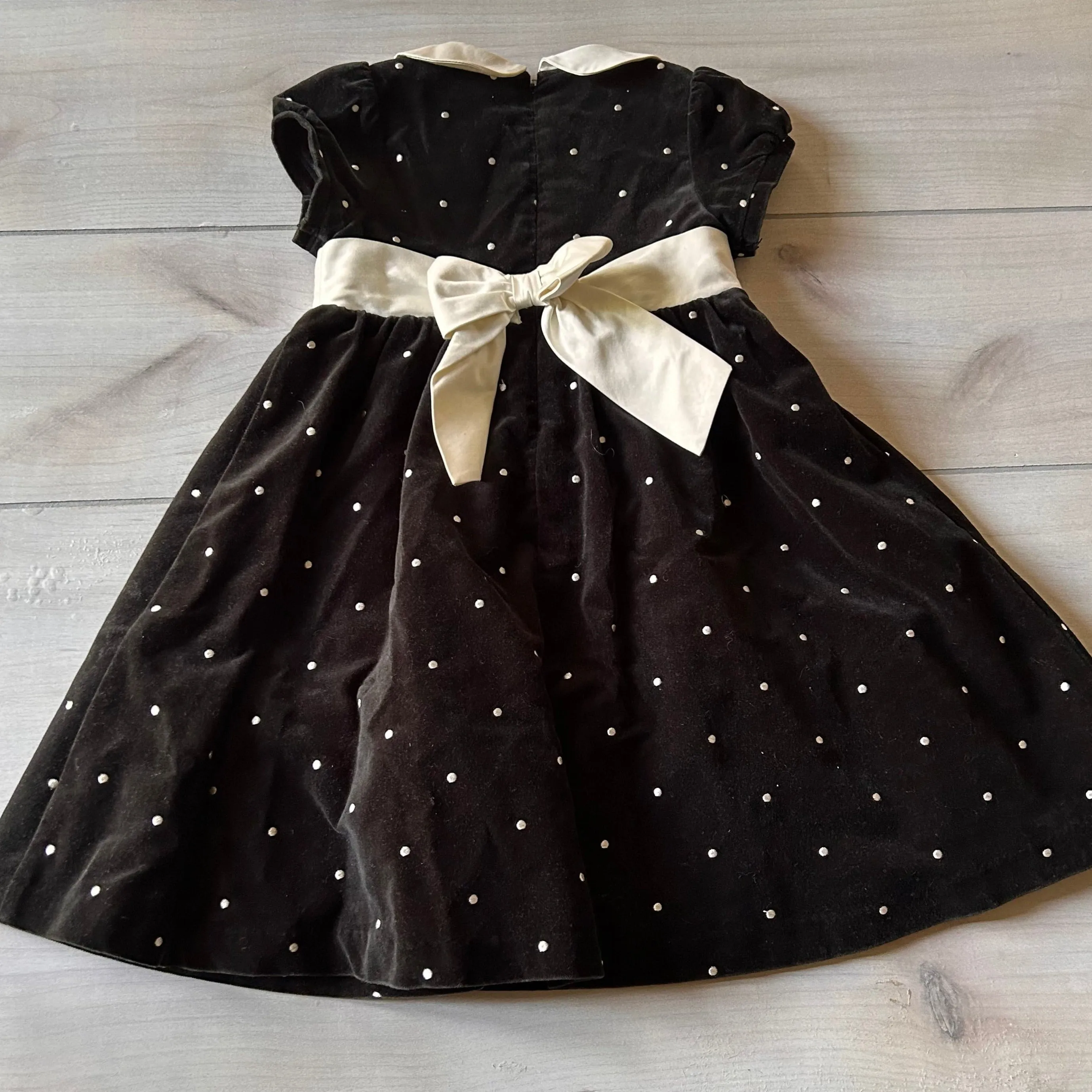 Gymboree Black & Cream Dot Velour Dress