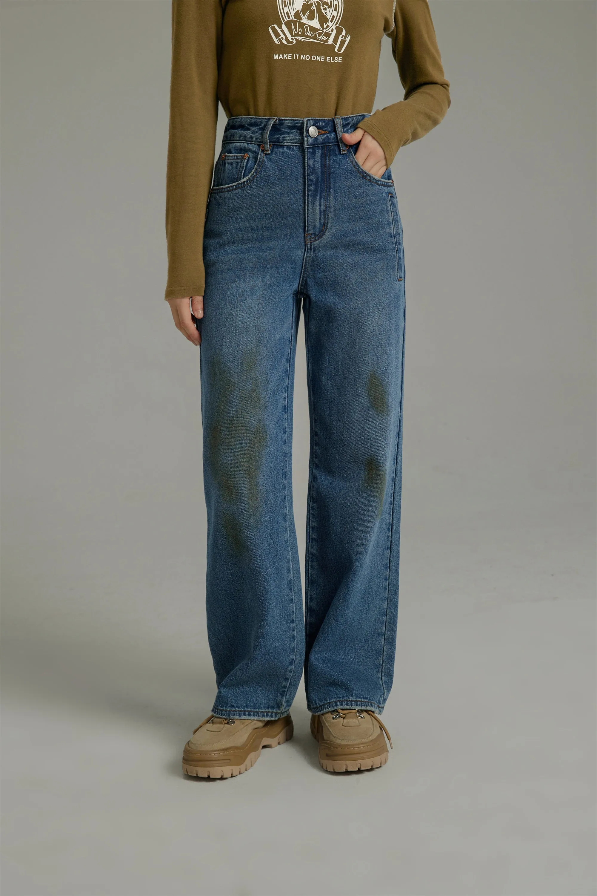 High-Waisted Denim Jeans
