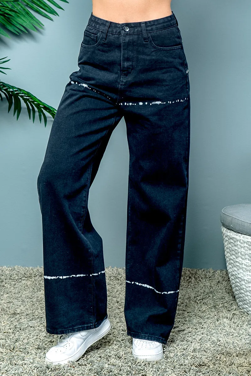 'Horizon Wash' High Waist Denim Jeans in Black (SFR-11101)