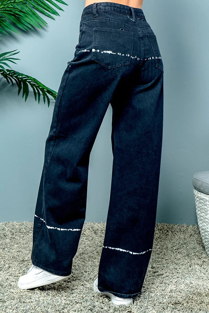 'Horizon Wash' High Waist Denim Jeans in Black (SFR-11101)