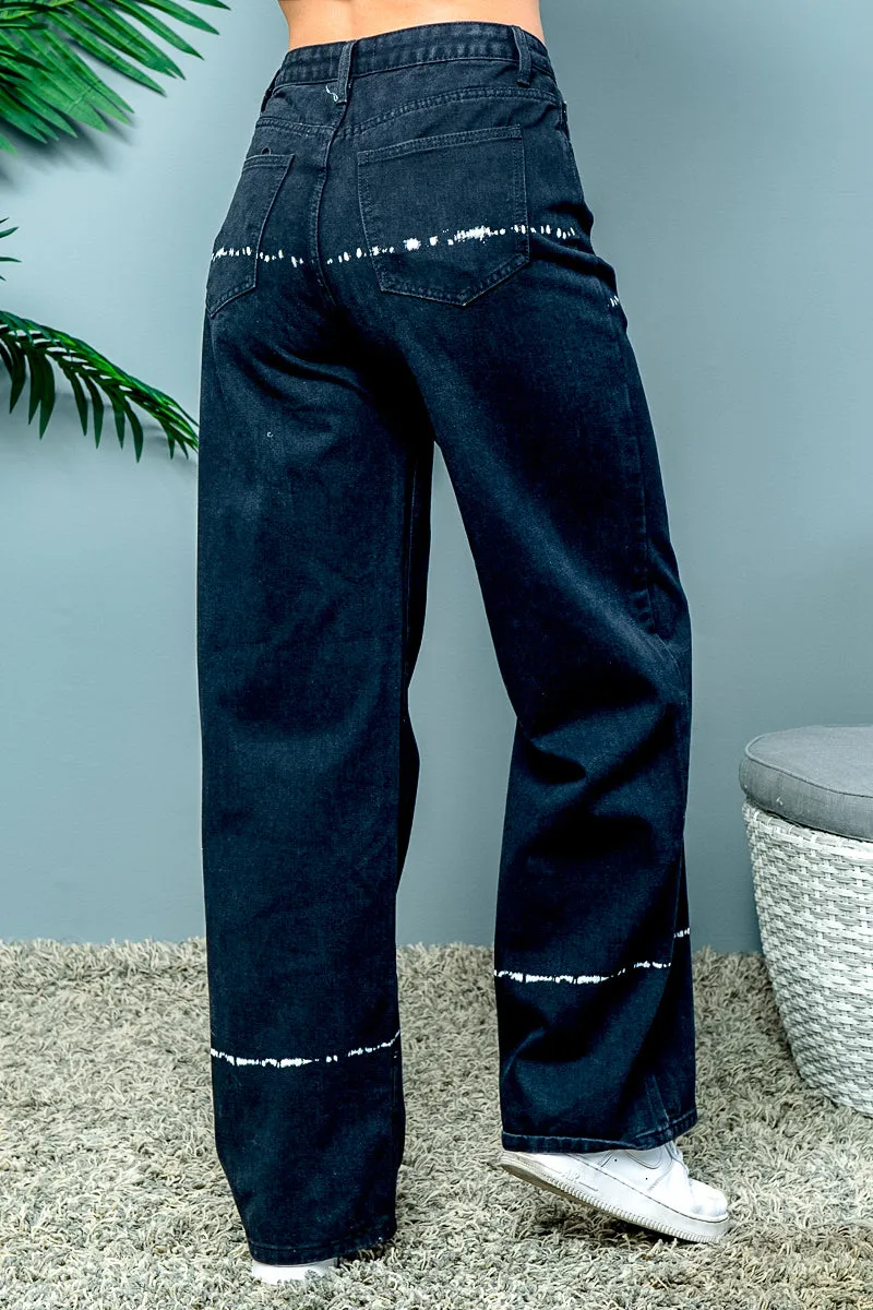'Horizon Wash' High Waist Denim Jeans in Black (SFR-11101)