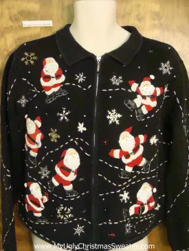 Ice Skating Santas Cheap Ugly Christmas Sweater