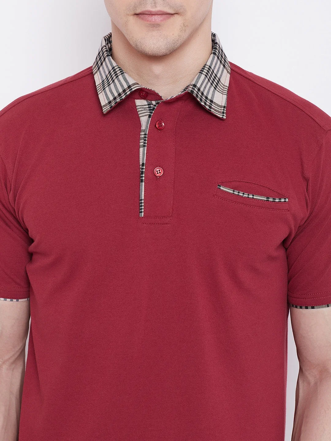 JUMP USA Men Red Solid Polo T-shirts