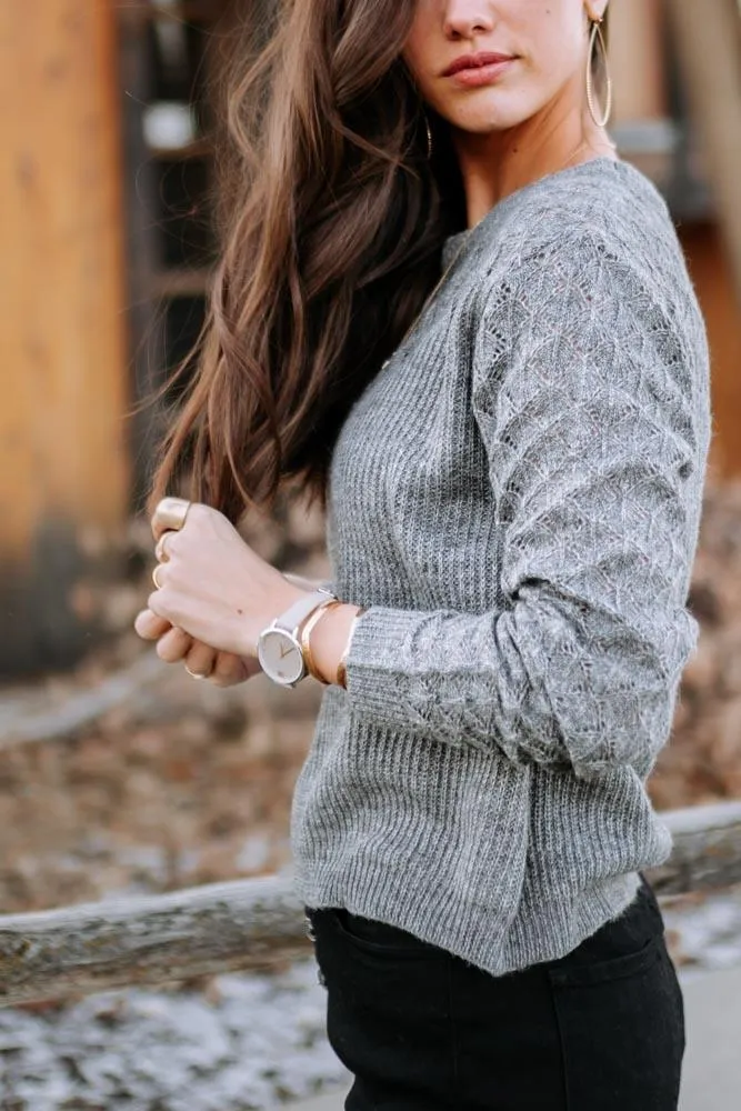 Knit Detailed Sweater in Grey
