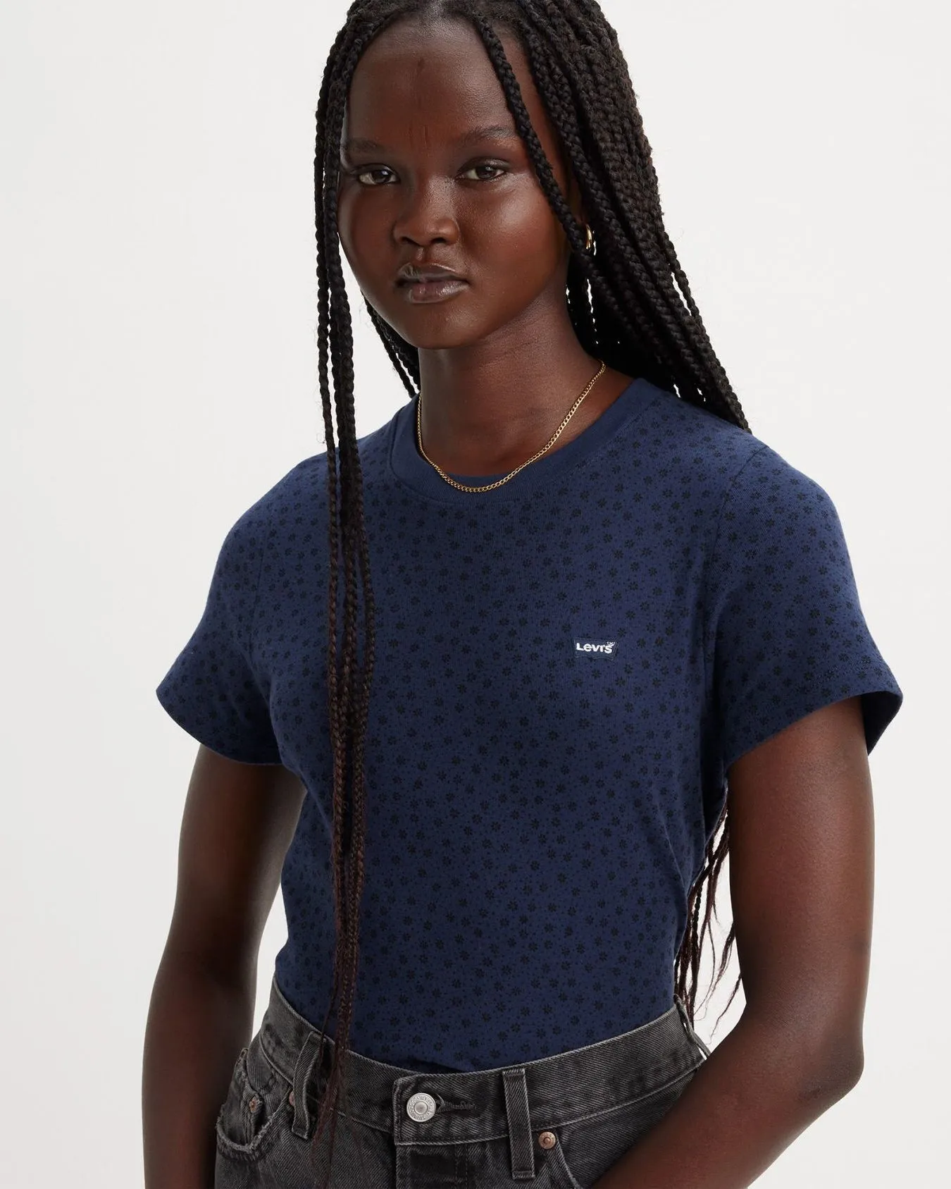 Levi's® Womens Ribbed Baby Tee - Belissima Ditsy Naval Academy