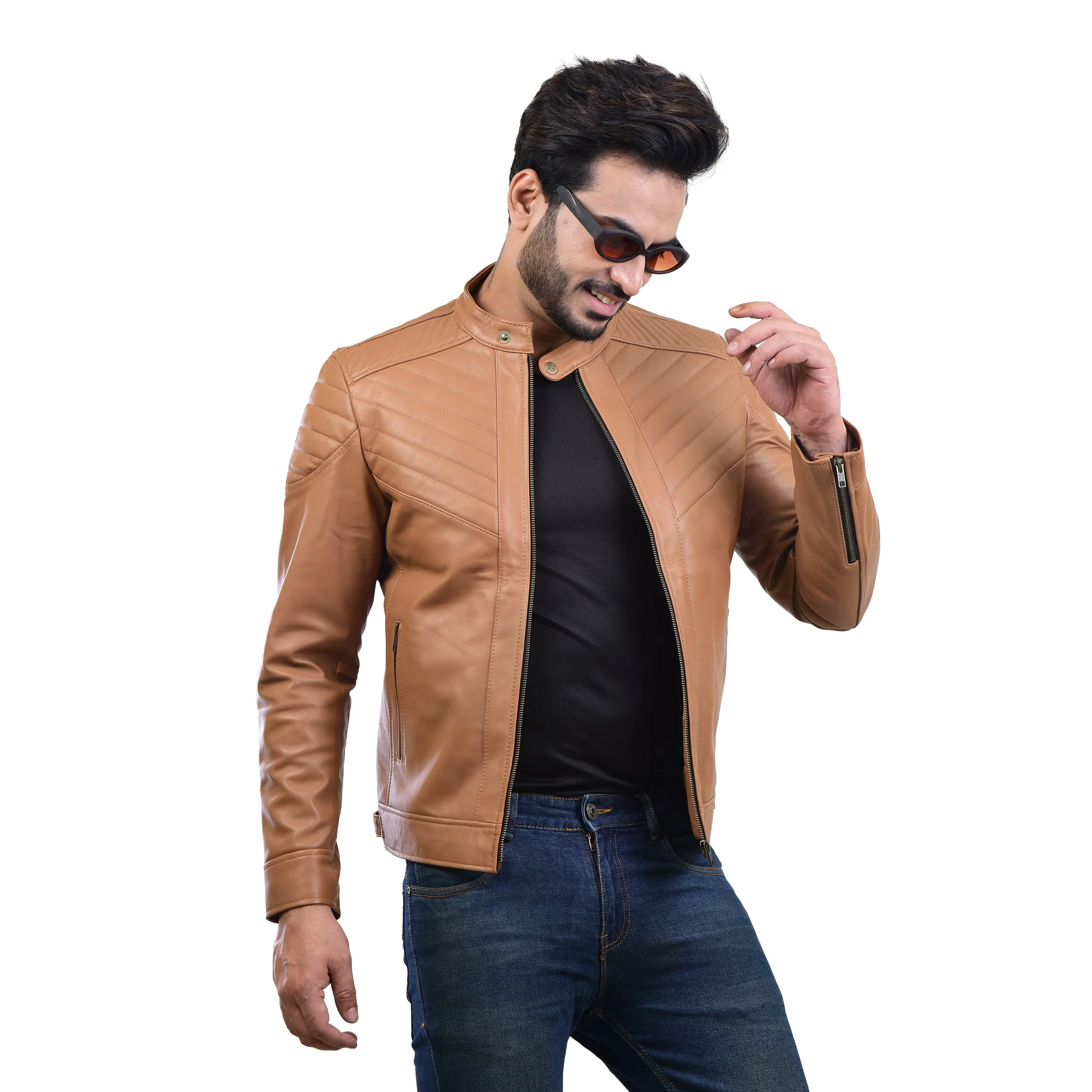 MENS LEATHER JACKET 410146(TAN)
