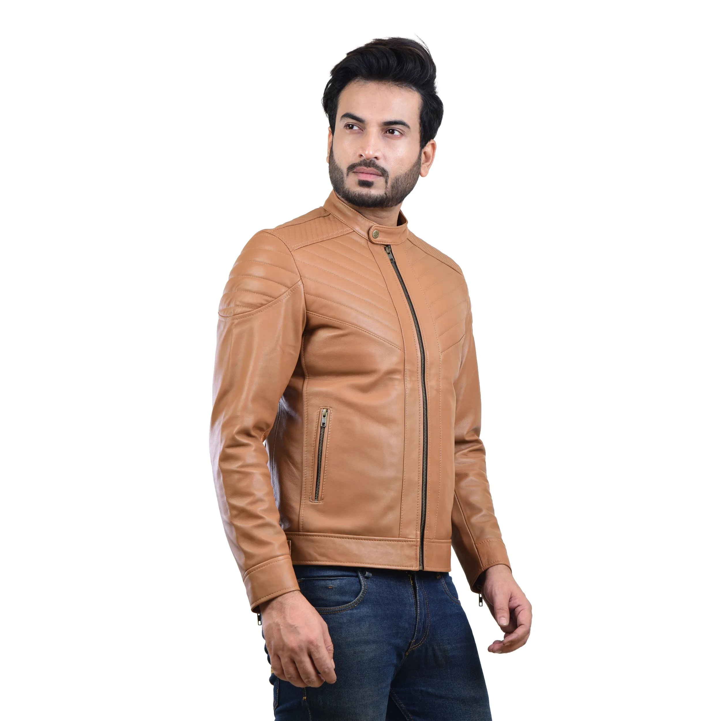 MENS LEATHER JACKET 410146(TAN)