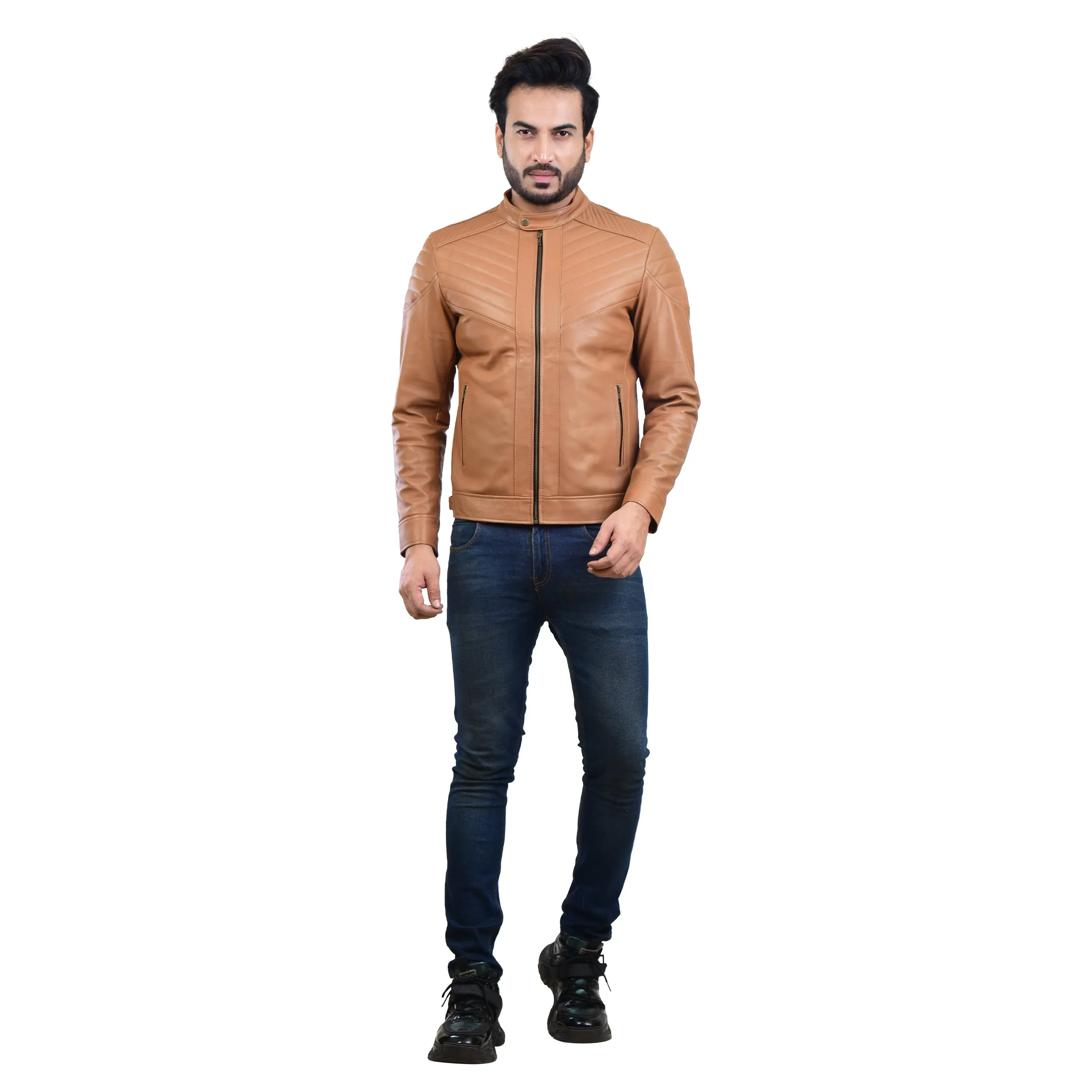 MENS LEATHER JACKET 410146(TAN)