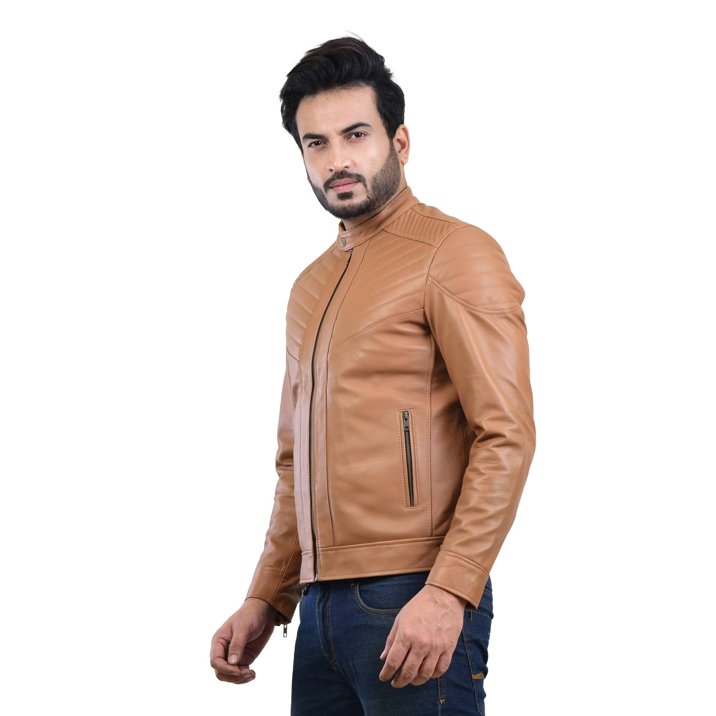 MENS LEATHER JACKET 410146(TAN)
