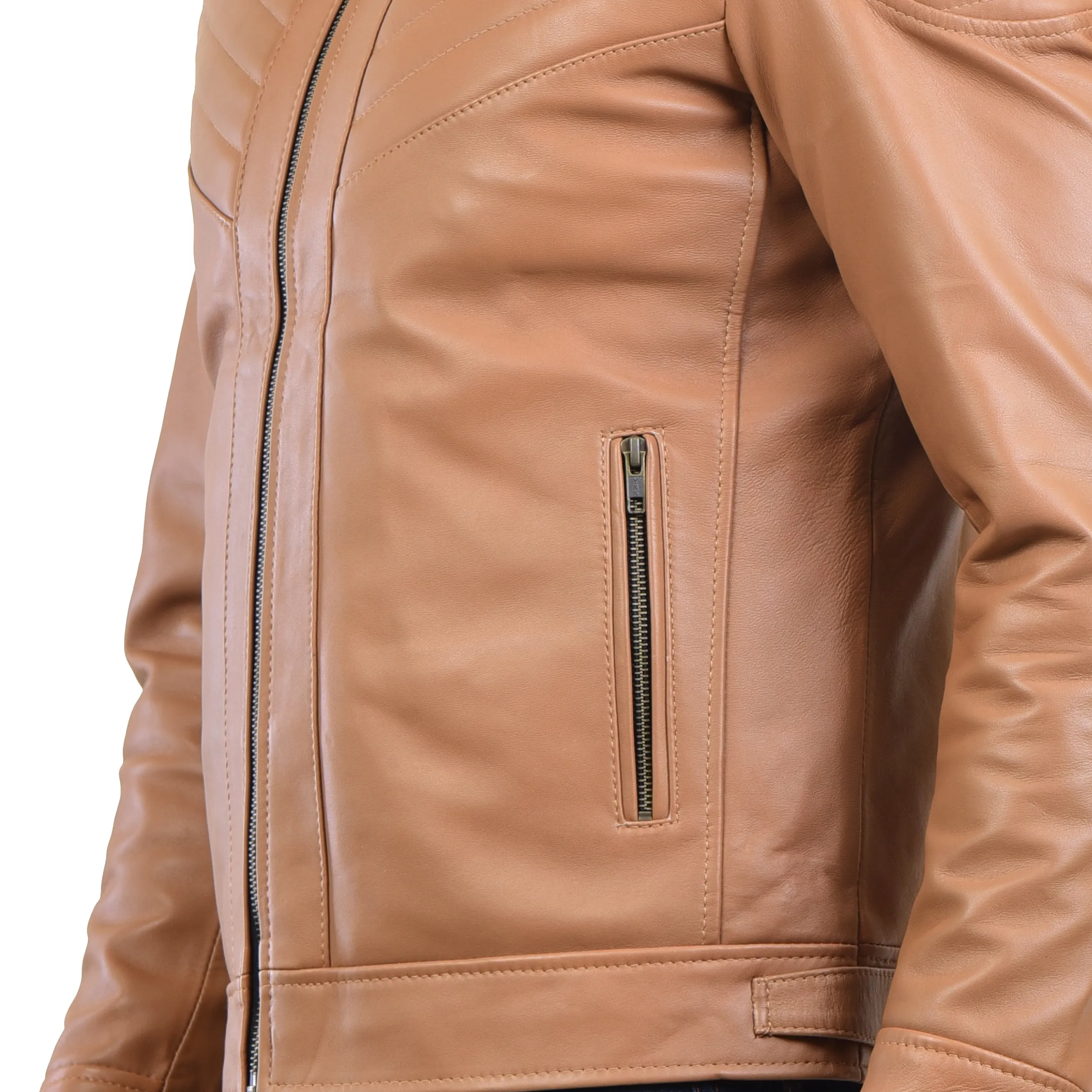 MENS LEATHER JACKET 410146(TAN)