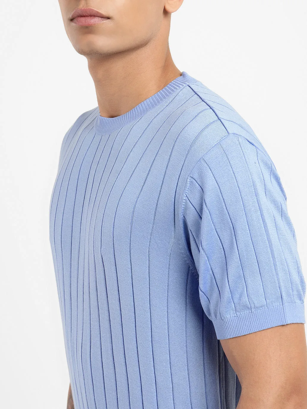 Men's Self Design Crew Neck T-shirt