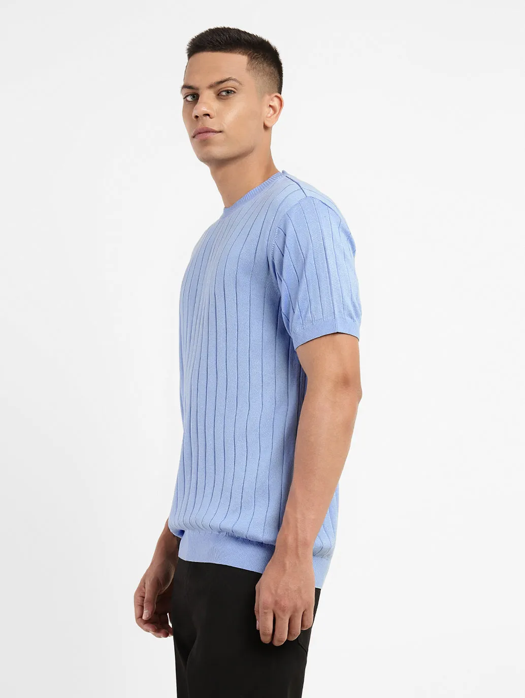 Men's Self Design Crew Neck T-shirt
