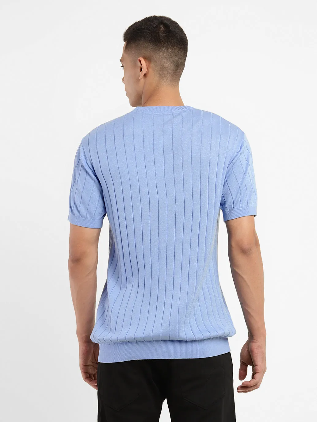 Men's Self Design Crew Neck T-shirt