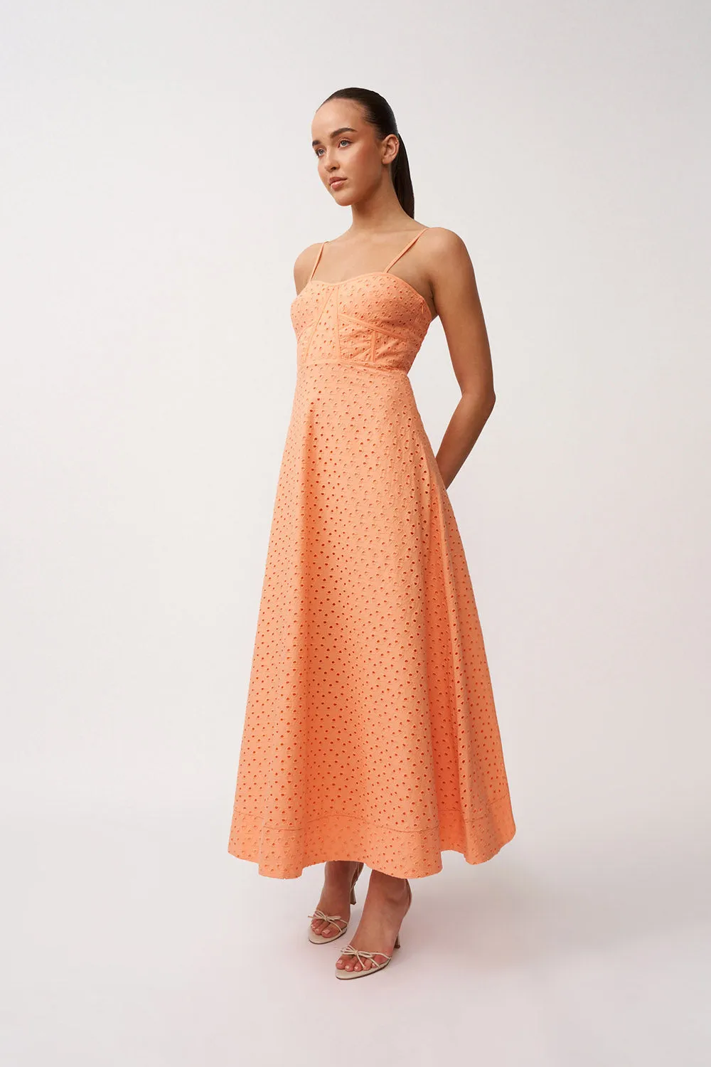 Penelope Peach Anglaise Dress - Peach