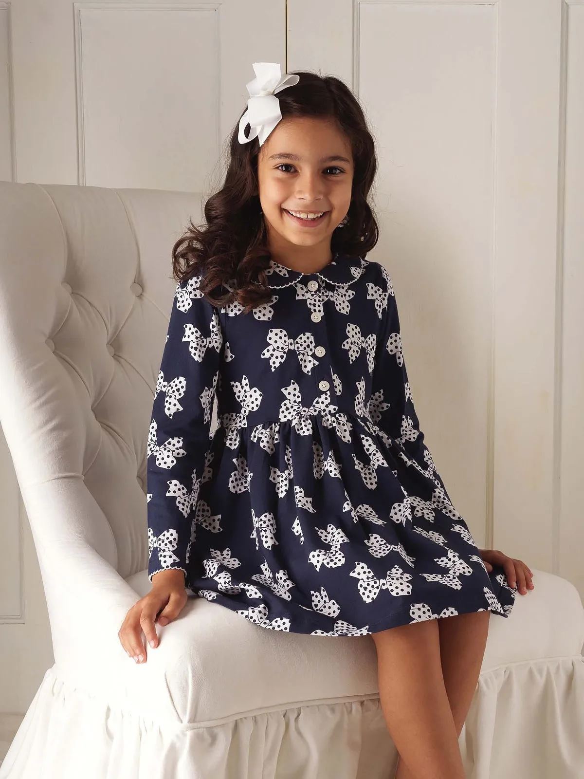 Polka Dot Bow Jersey Dress