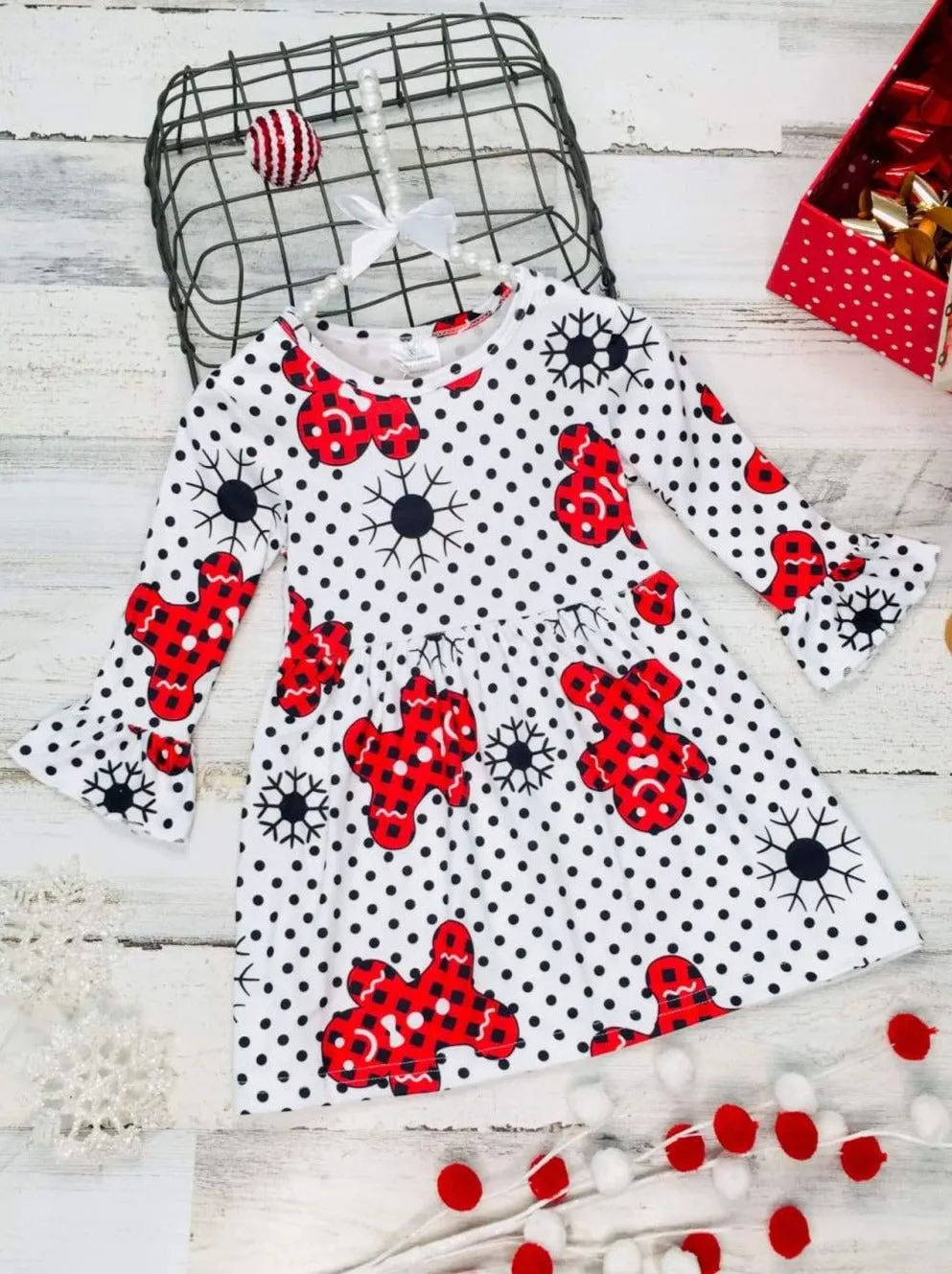 Polka Dot Gingerbread Print Dress
