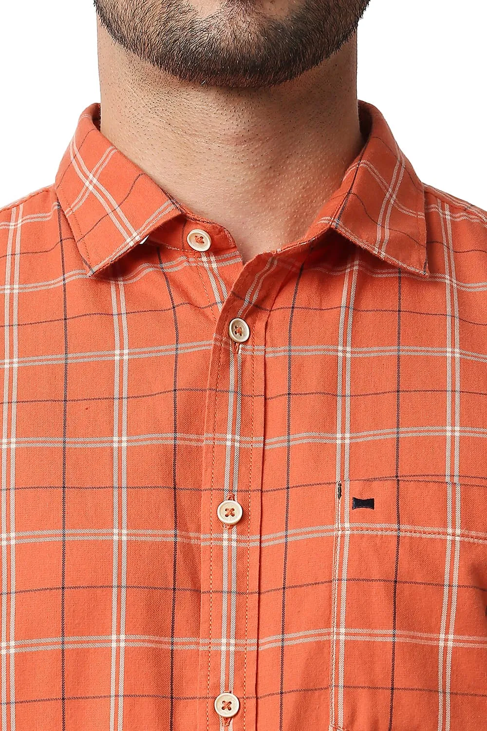 Slim Fit Twill Checks Halfsleeves Shirt