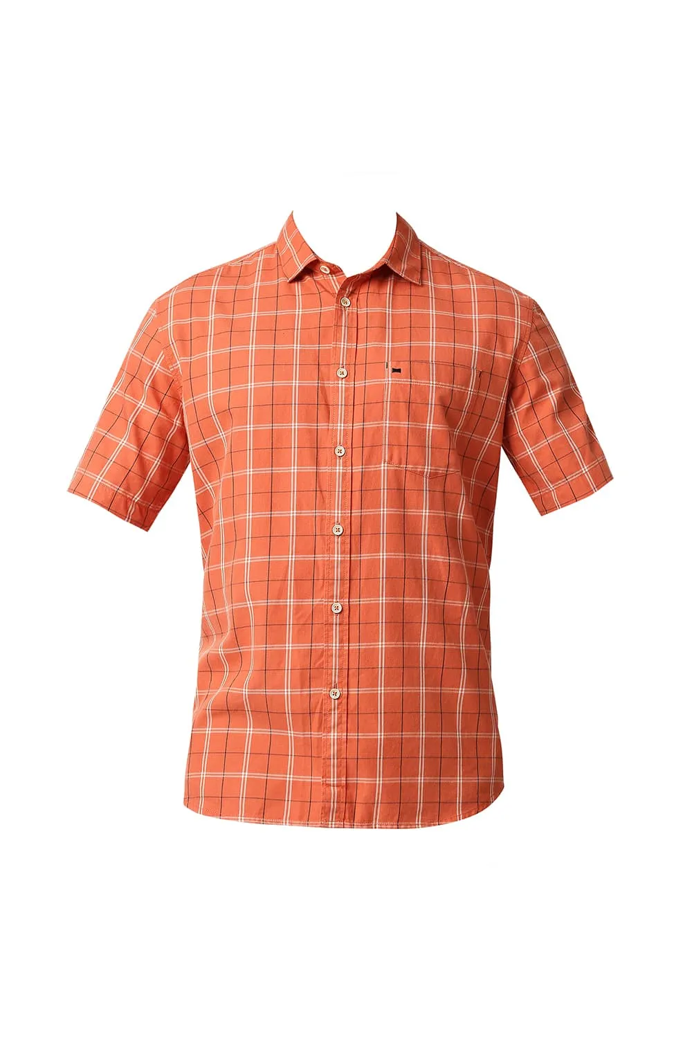 Slim Fit Twill Checks Halfsleeves Shirt