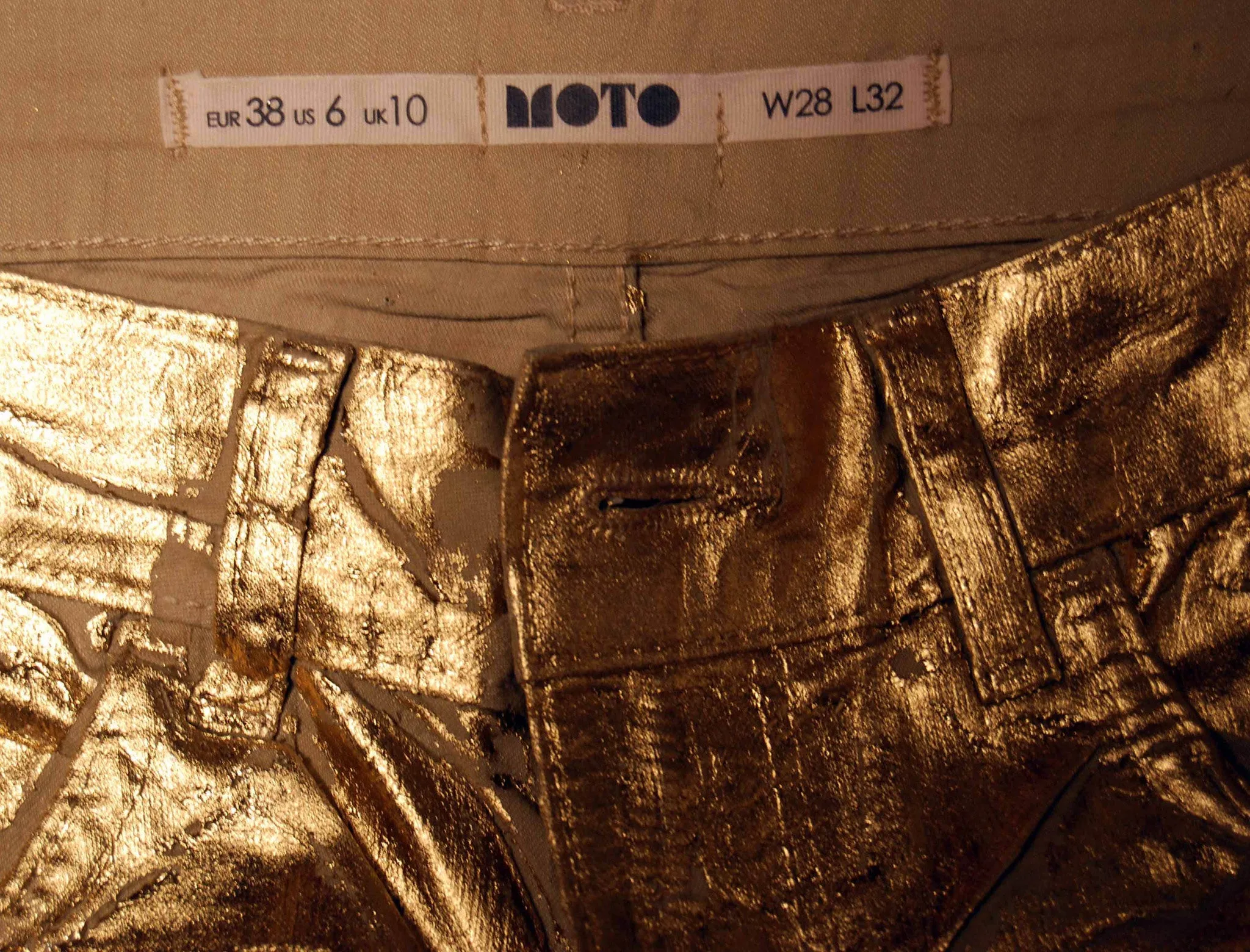 Sold Out Moto Gold Foil Jeans