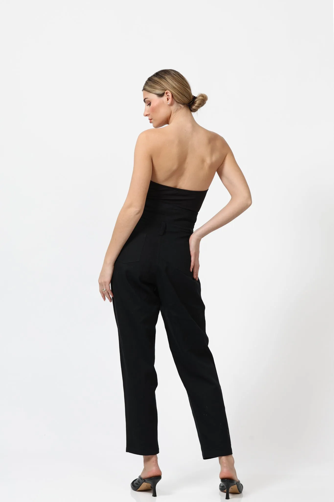TWILL BOTTON PANTS BLACK