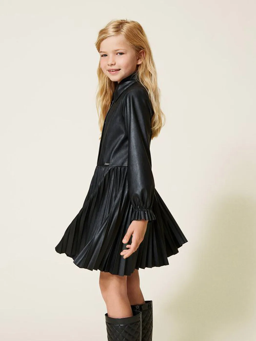TWINSET Girl's Leather-like dress with pleats-222GJ2031