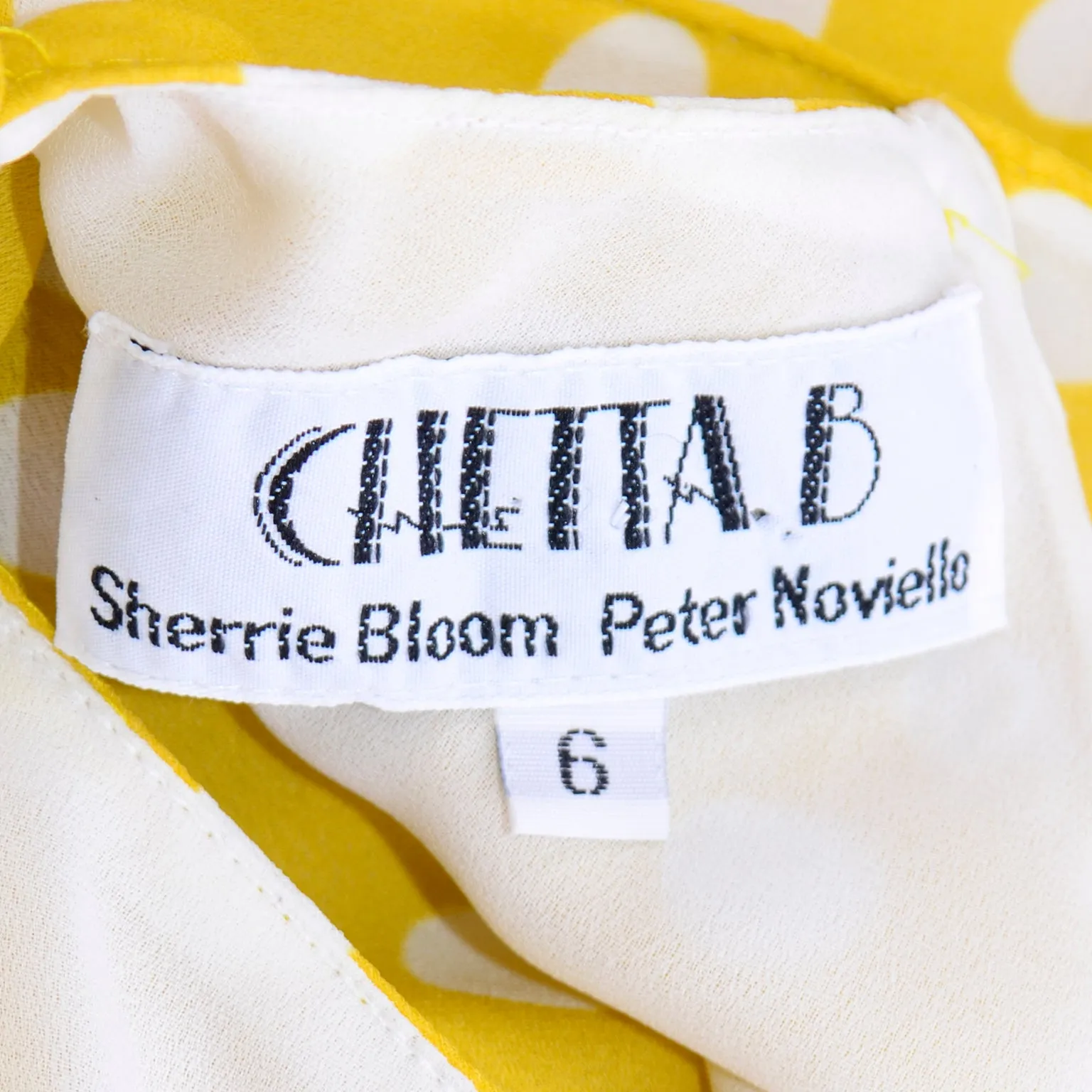 Vintage Chetta B Yellow Print 1990s Dress with Attached Scarf