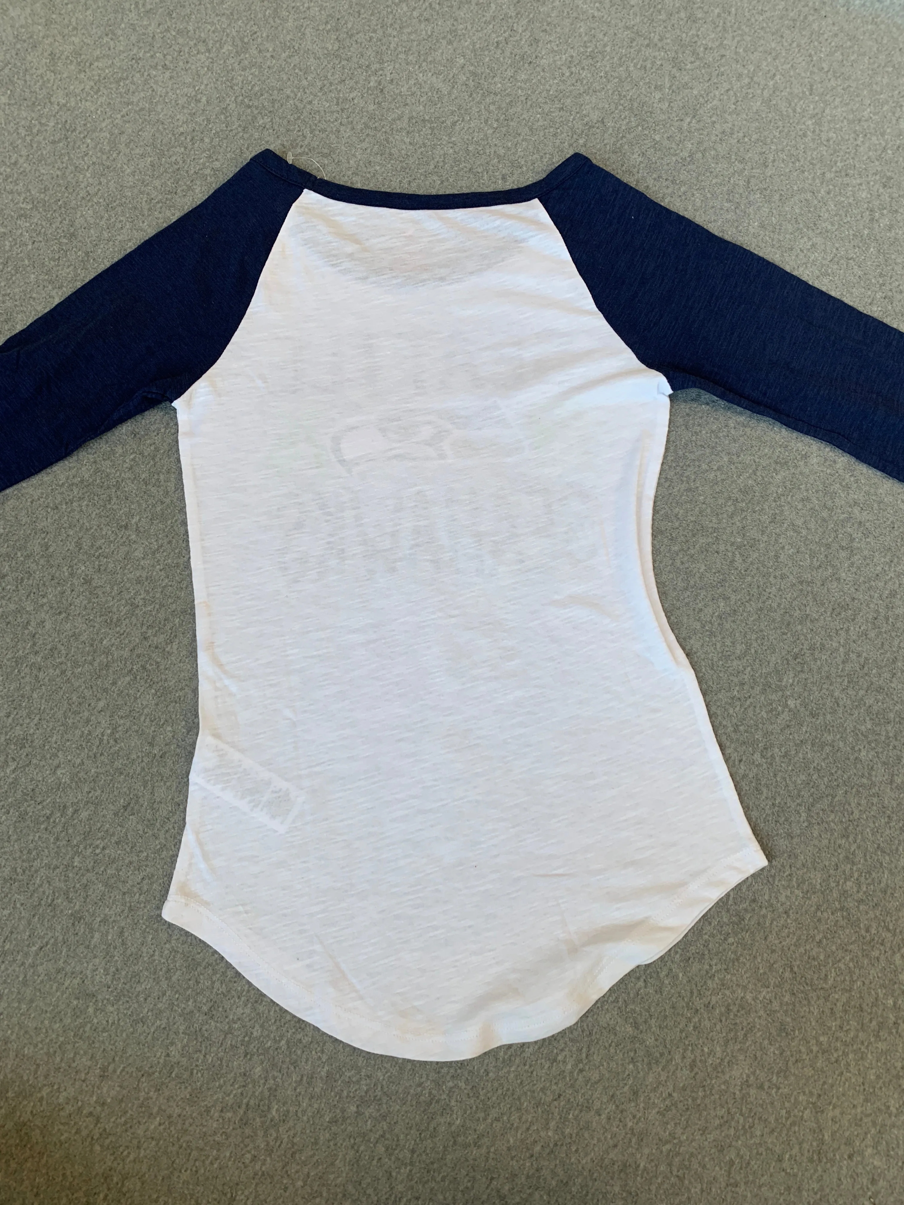 Womens Seattle Seahawks White 3/4 sleeve tee